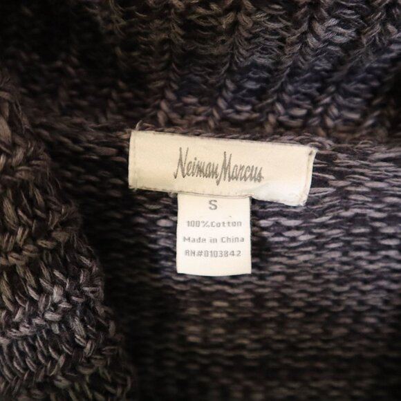 Neiman Marcus Long Gray Knit Cardigan With Shawl Collar & Pleated Sleeves 100% C - Picture 4 of 10
